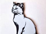 White cat keychain+magnet-0