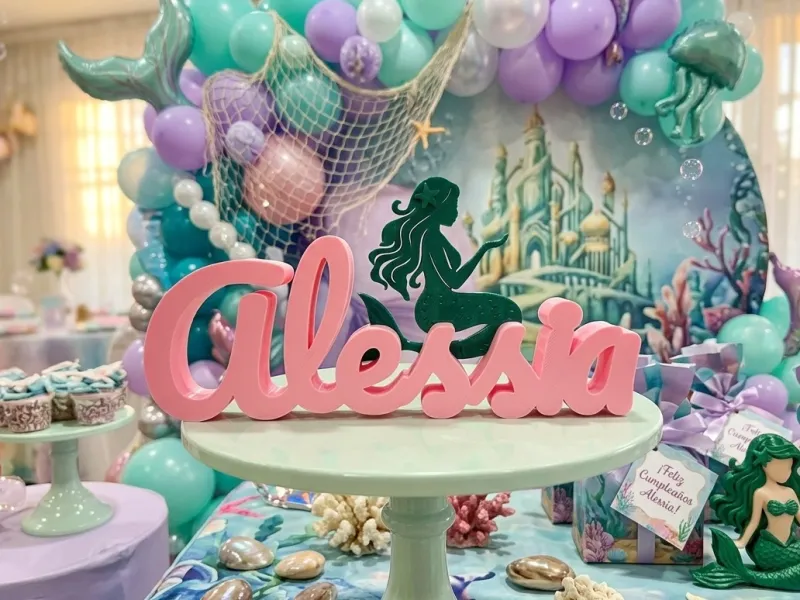 🧜‍♀️ Mermaid Silhouette Name Sign: Under the Sea Decor
