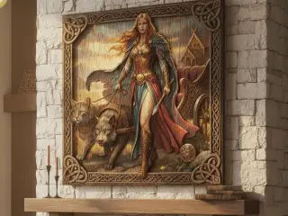 The Norse Goddess Freya Wood Cut Panel