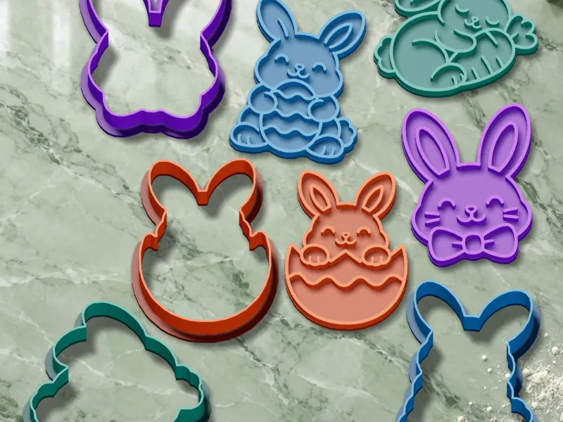 Ensemble d'emporte-pièces Mignons Lapins de Pâques – 4 fichiers STL