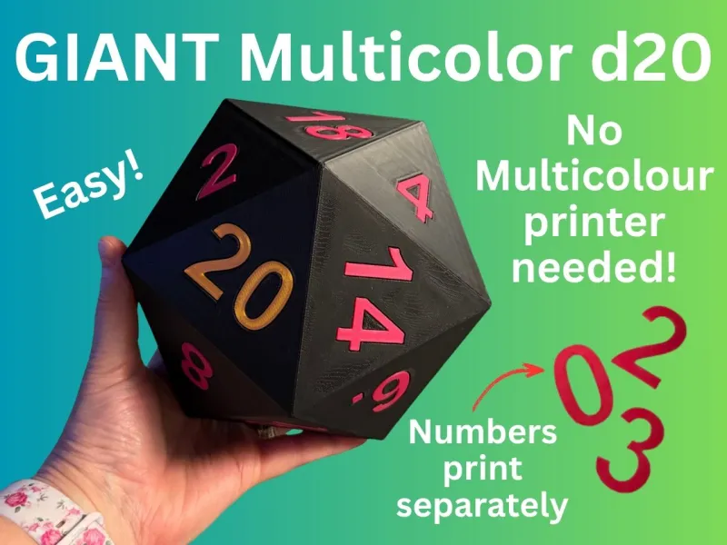 Giant Multicolour d20 Dice - NO CFS Needed!