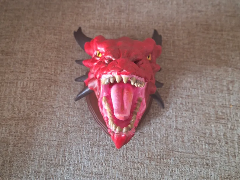 Troféu de Cabeça de Dragão Rugindo Decoração de Parede de Fantasia