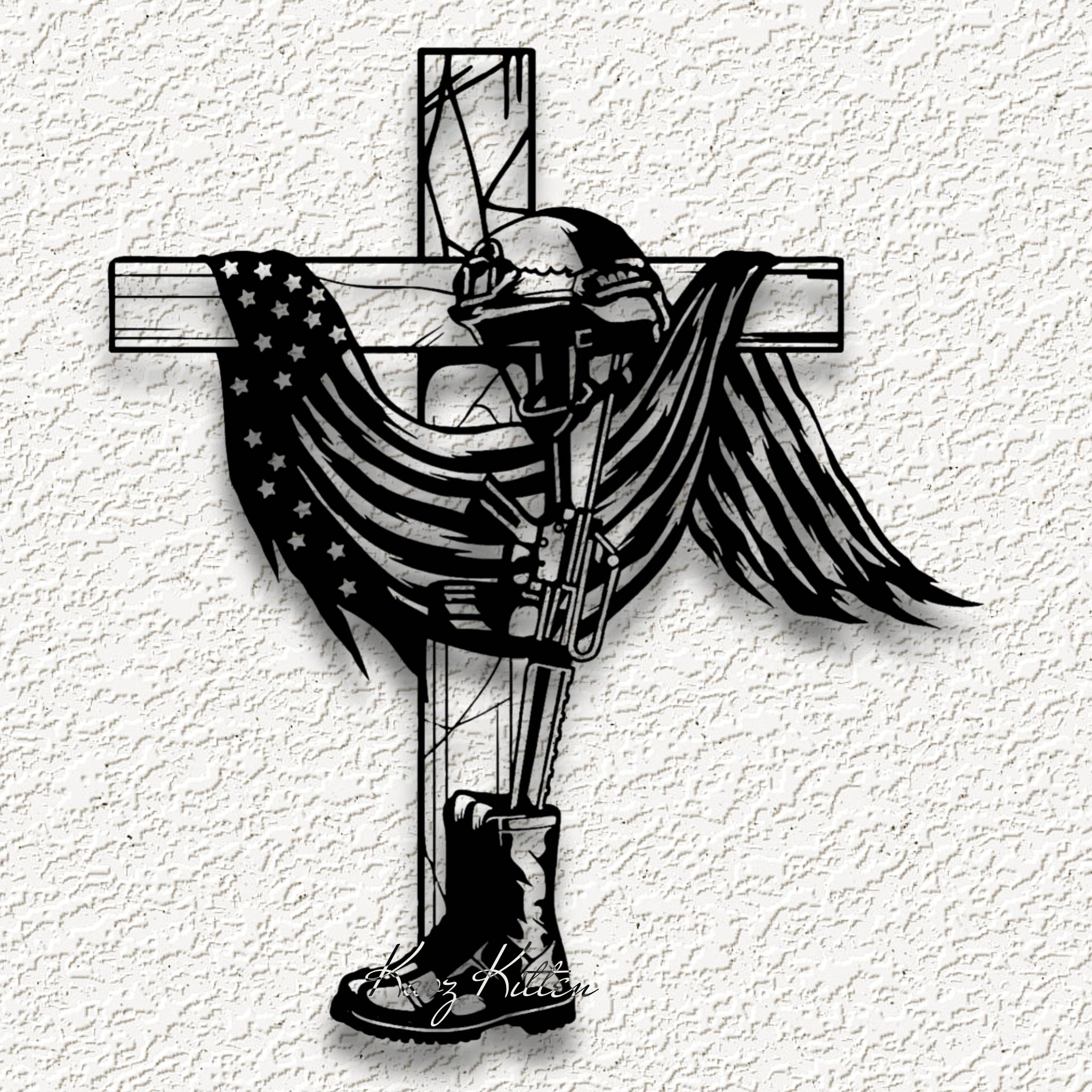 soldier boots flag cross WALL ART HOME DECOR