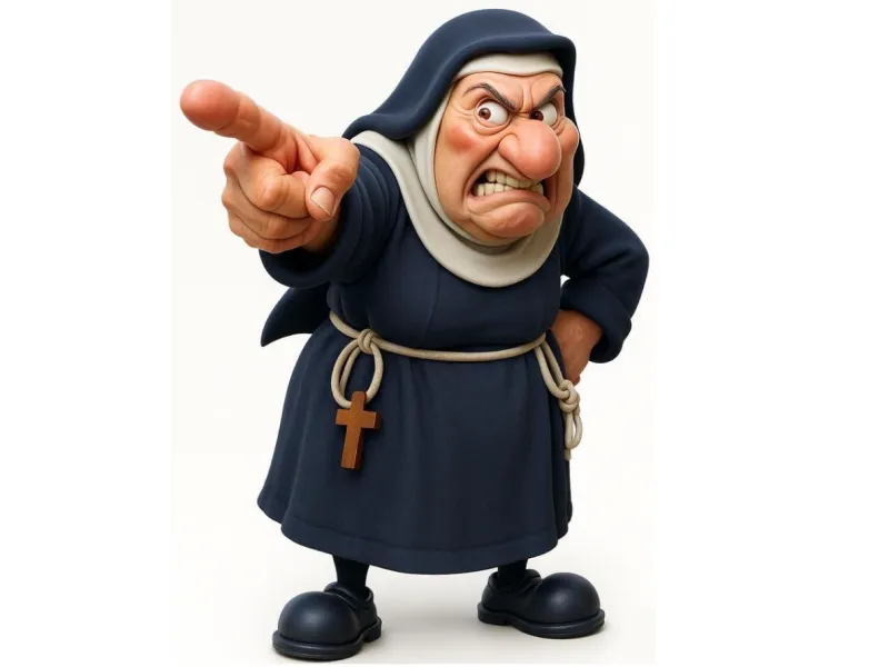 Cartoon Angry Nun