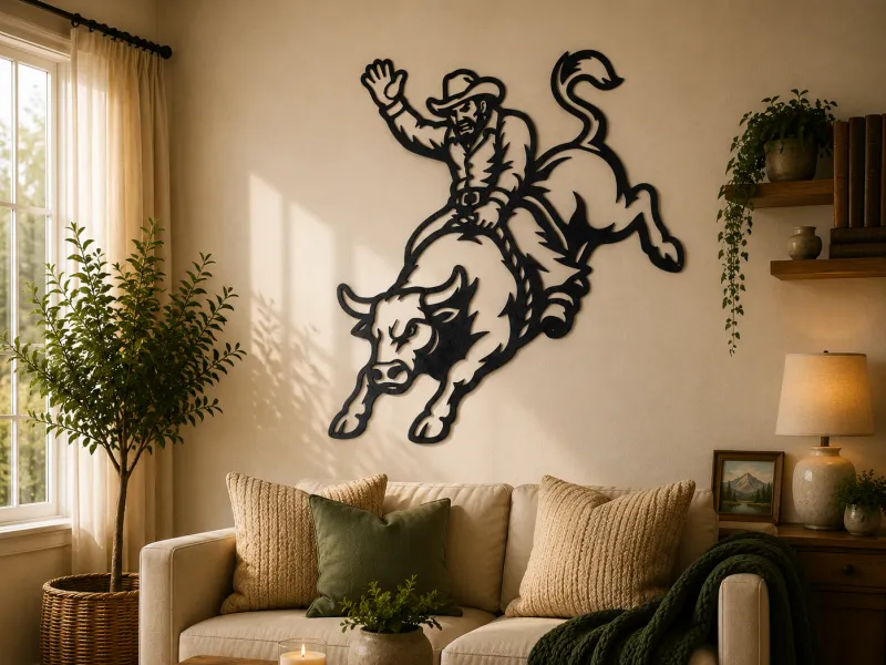Cowboy Bull Rider 2D Wall Art