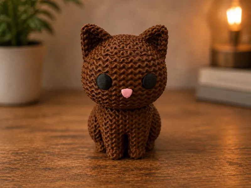 Cute Knitted Cat – 3D Model Textured Kawaii Kitten
