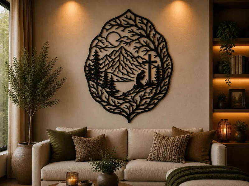 Prayer Mountain Cross 2D Wall Art
