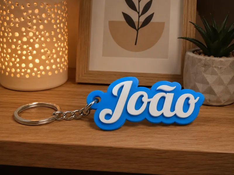 Porta-Chaves Personalizado com Nome – João | Keychain 3D