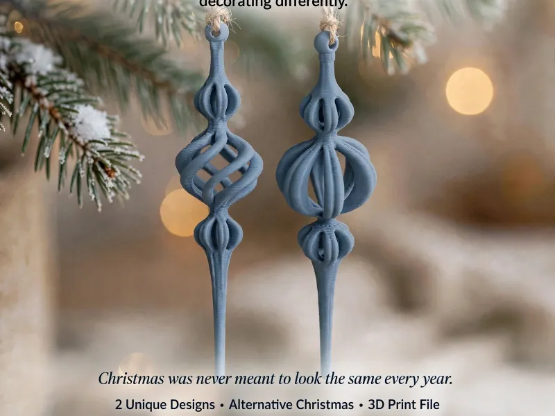Elegant Christmas Bauble Geometric Ornament Set of 2 Xmas