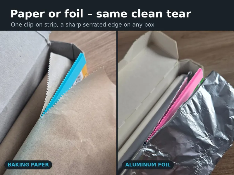 Tăietor de folie cu clips – Folie de aluminiu și hârtie de copt