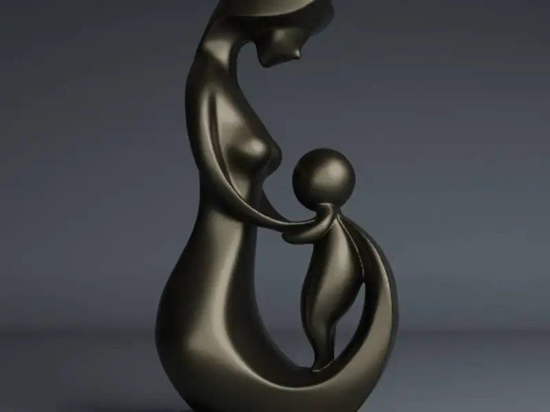 Bebek tutan zarif modern anne heykeli - Motherday