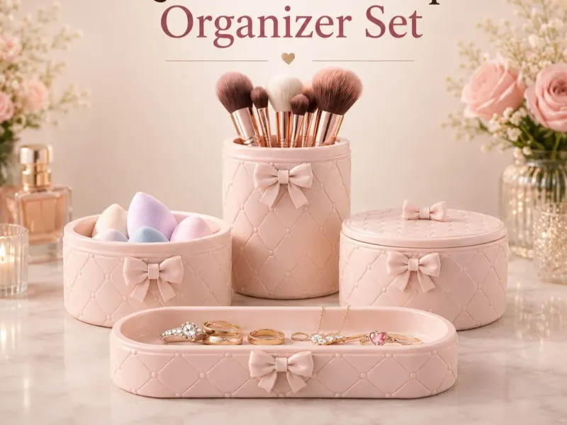 Makeup organizer set STL file, vanity organizer set,