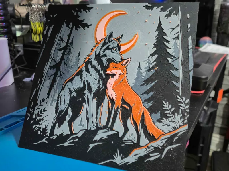 Fox n Wolf Moonlight Hueforge