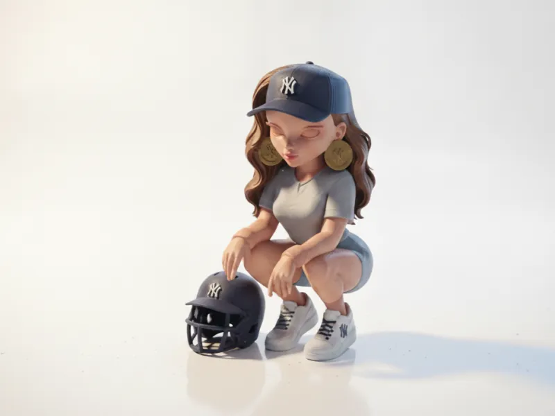 Figurinha de Menina no Futebol Americano, Modelo 3D Imprimível de Esporte Feminino