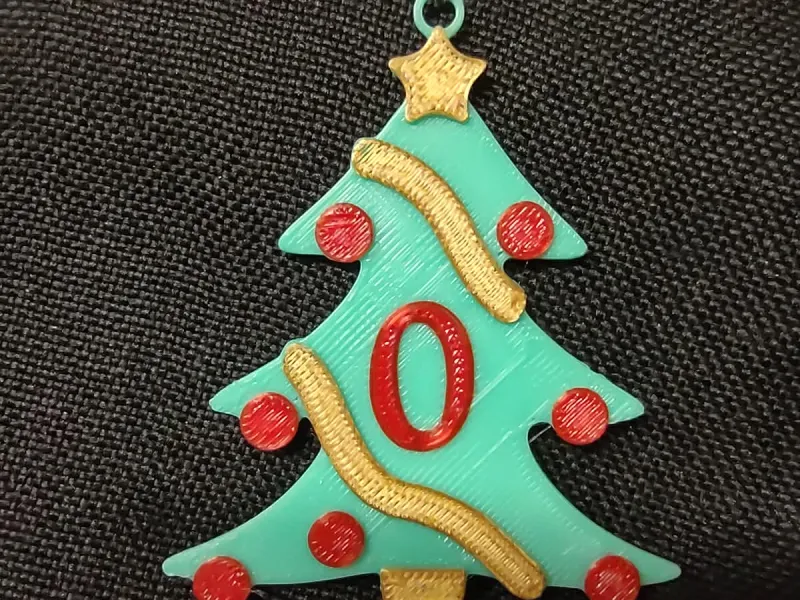 0 Number - Christmas Tree with Baubles, Tinsels and Star