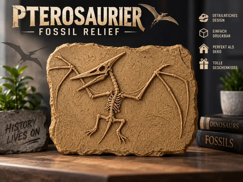 Pterosaur Fossil Relief – Prehistoric Wall Decor