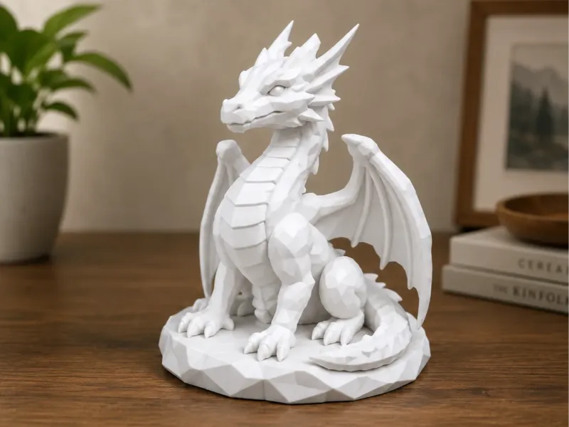 Majestic Low Poly Dragon Statue-Polygon Dragon