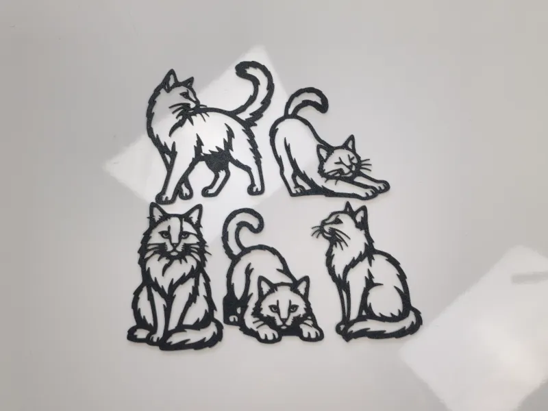 5 Cute Cat Poses Wall Art Set