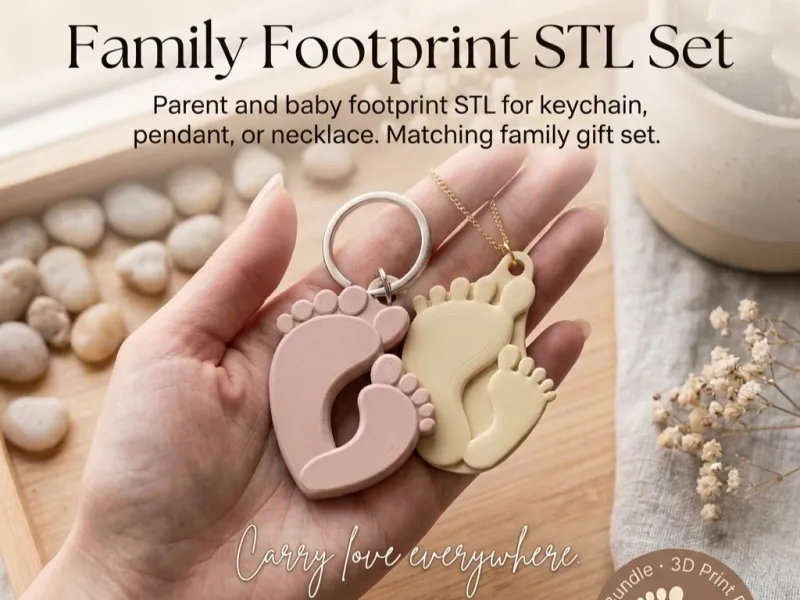 Bundle Portachiavi con Impronte di Genitore e Bambino - Famiglia Abbinata
