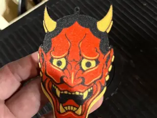 Oni Mask Keychain – Easy Print, Face-Down