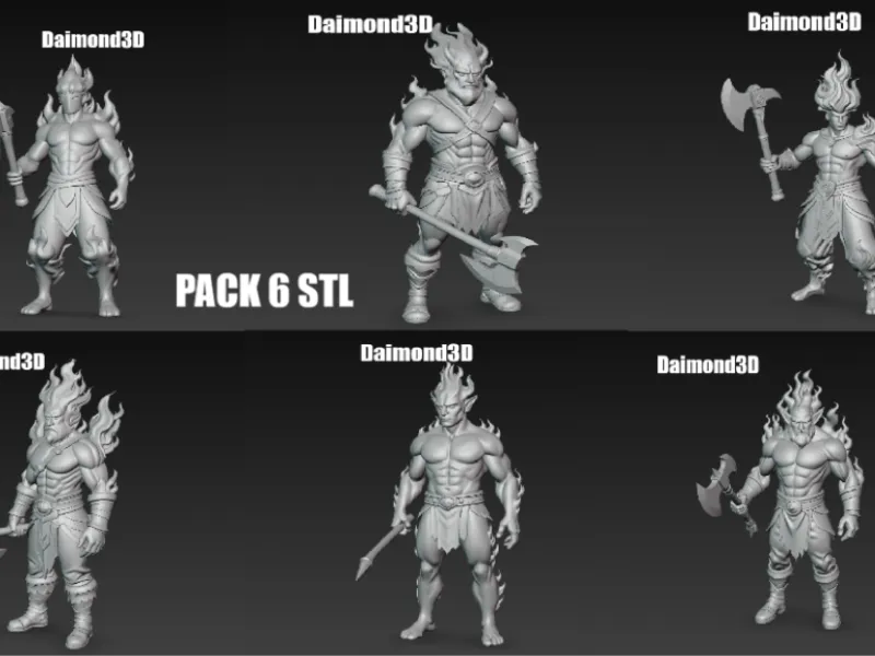 pack 6 stl man fire