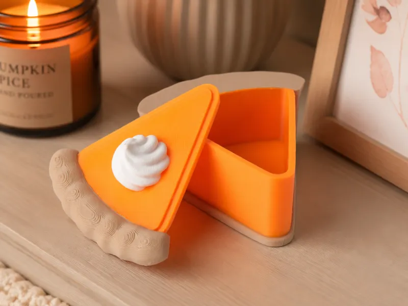 Boîte de rangement en forme de part de tarte à la citrouille, Conteneur à petits objets d'automne