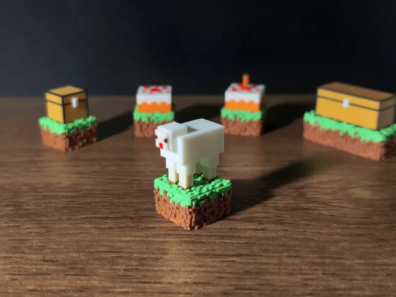 マインクラフト草ブロック羊キーキャップ