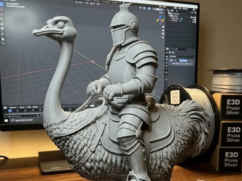 knight riding an ostrich