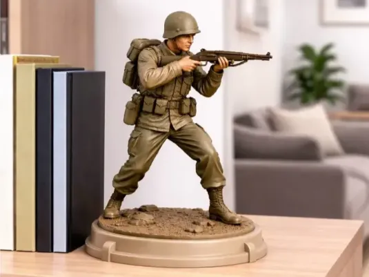 WW2 Soldier Statue STL | 3D Print File | Military Figurine