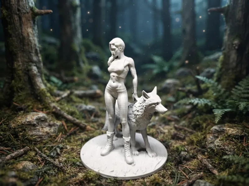 Beautiful Woman with Wolf