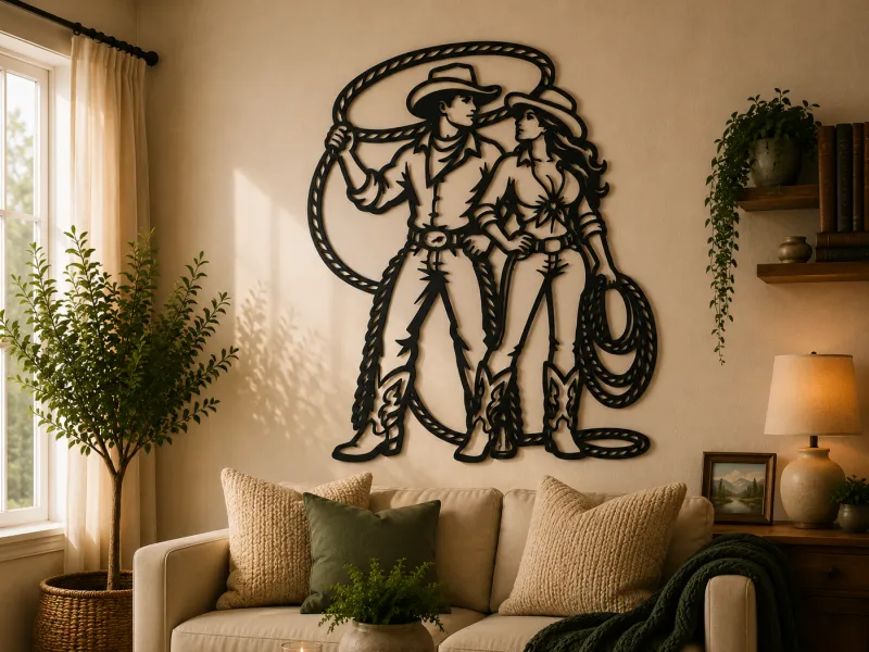 Cowboy Couple 2D Wall Art