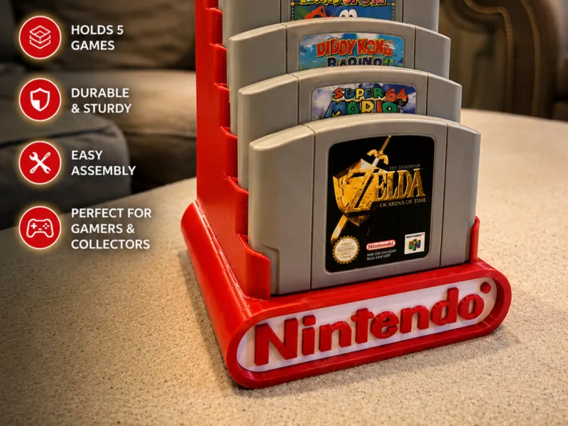 Nintendo N64 game / cartridge display stand rack