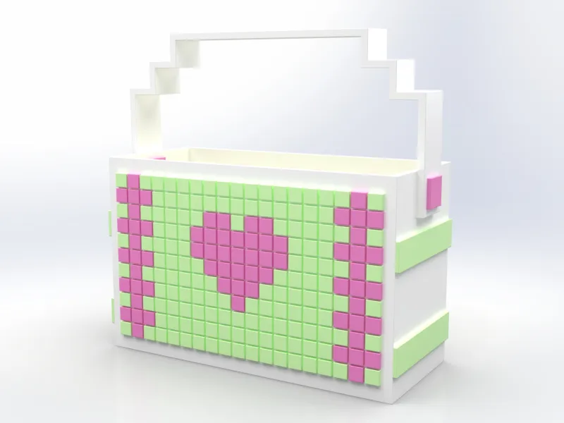 Stylish decorative bag in a pixel-art design