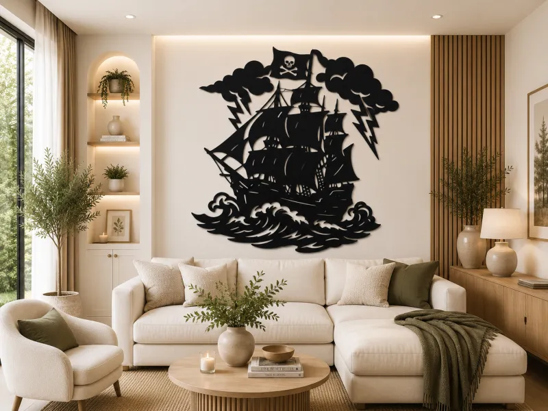 Pirate Ship Storm 2D Wall Art