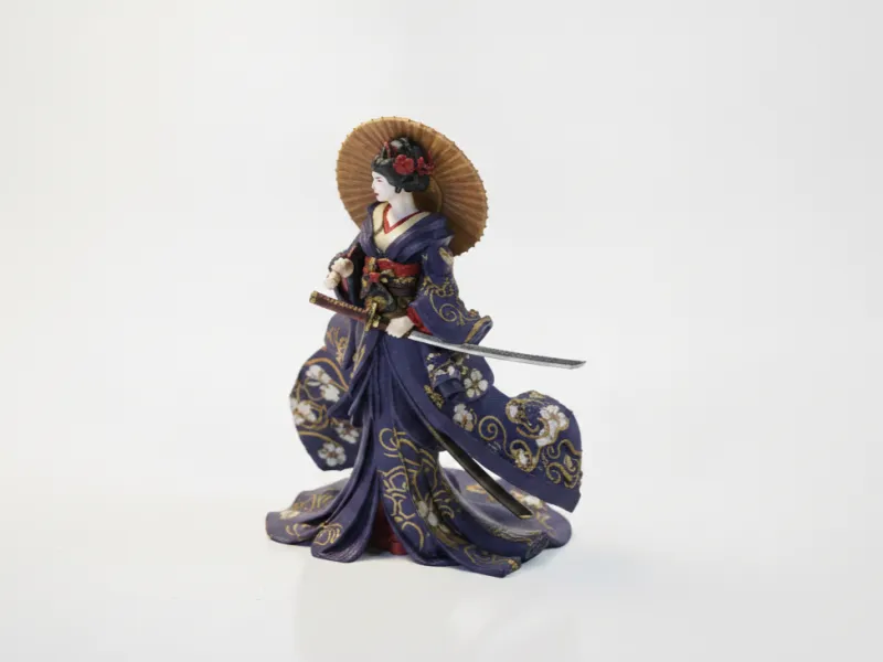 Geisha Krijgersfiguur Fantasie Mythologie 3D Printbaar