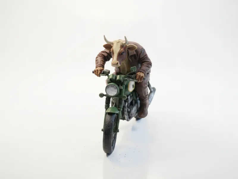 牛ライダー バイク フィギュア 動物 3Dプリント可能