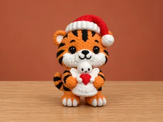 Knitted Christmas Tiger Angel Hugger