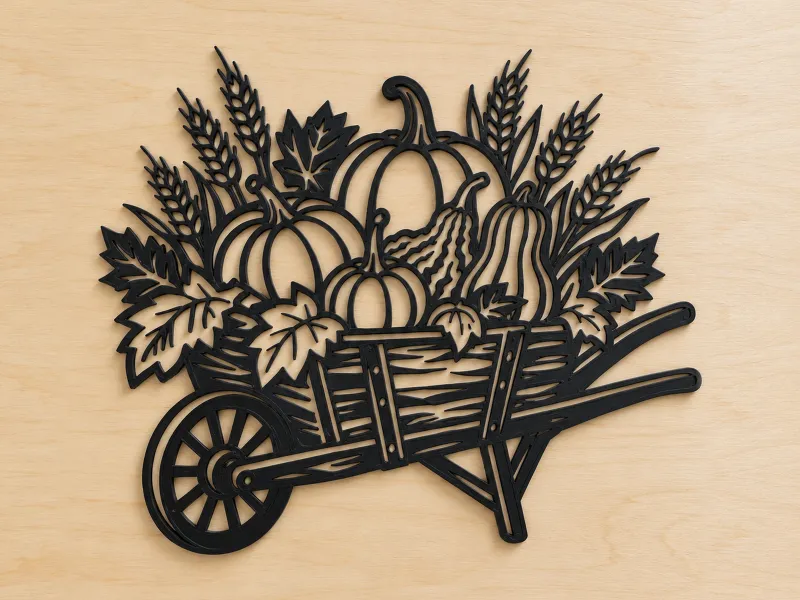 Fall Pumpkin Wheelbarrow wall art home decor