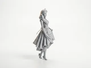Cottage Girl Figurine Female Character 3D Printable