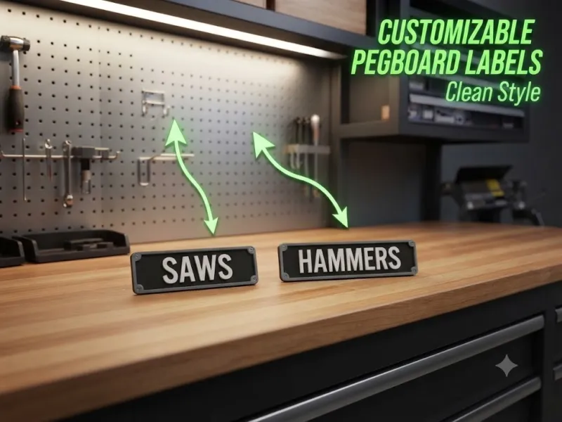 CUSTOMIZABLE PEGBOARD LABELS - Clean Style