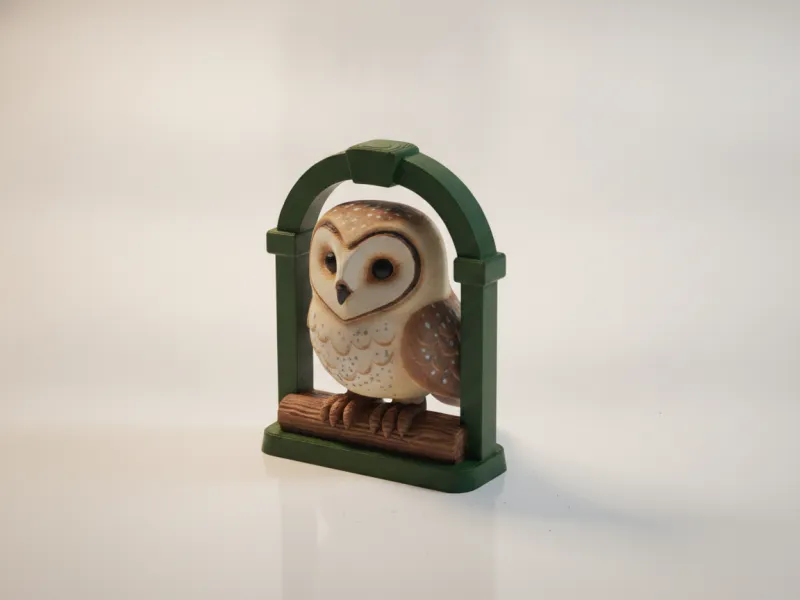 Búho adorable posado
