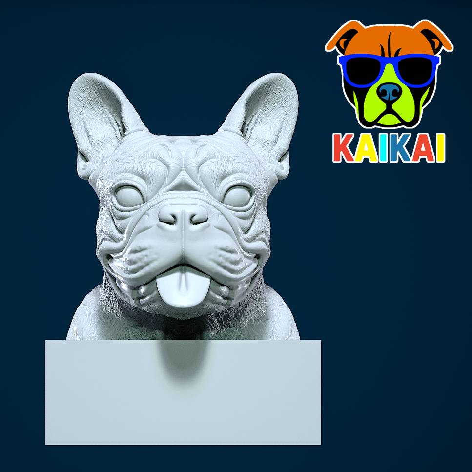 Head French bulldog - Dog head - statue - 3D print