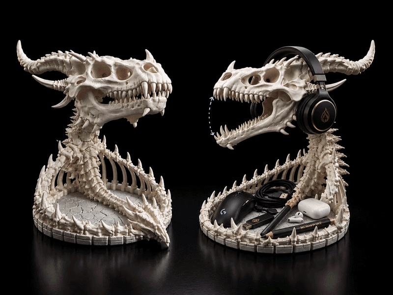 DRAGON Skull (headphone holder) ARTICULATED