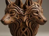 4 Kopf Wolf Statue, Hexa Design B-0