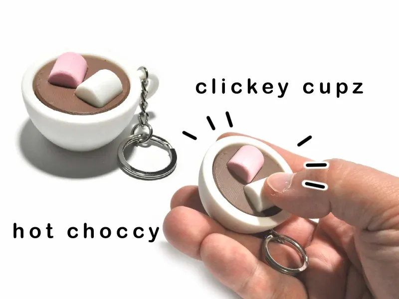 クリッキーカップ - ホットチョコ フィジェットキーチェーン