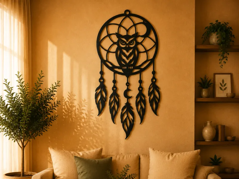Mystic Owl Dreamcatcher 2D Wall Art