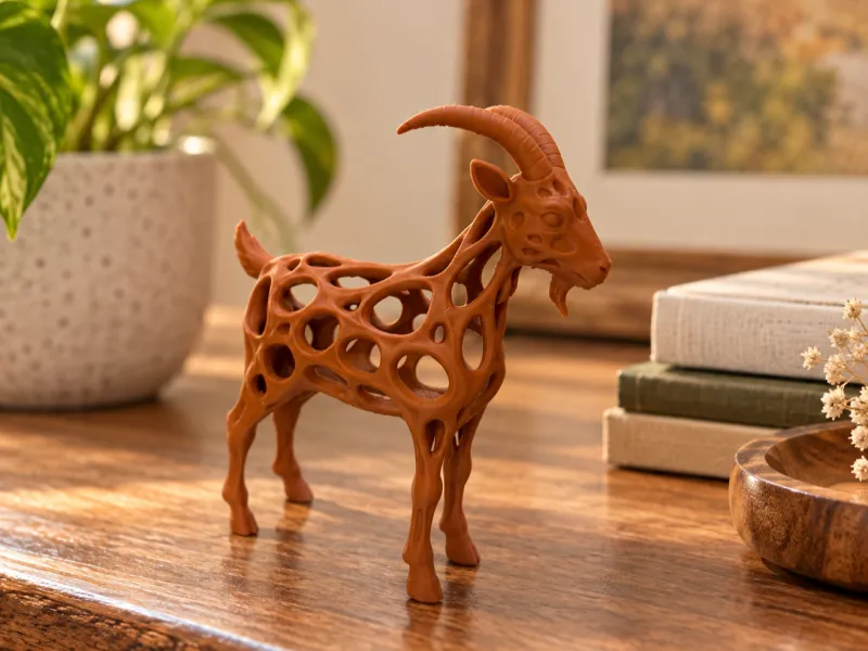 Chèvre Voronoi – Sculpture animale moderne imprimée en 3D