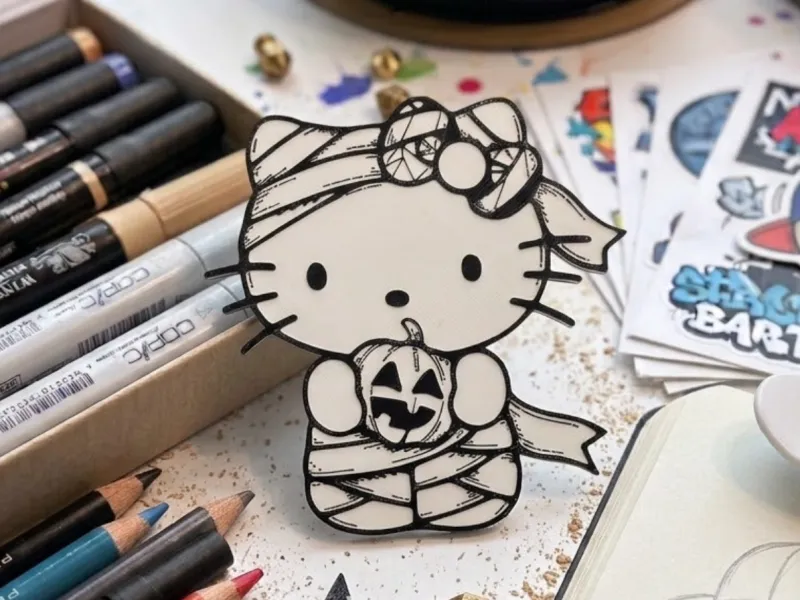 Hello Kitty – Pagina da colorare / Grafica piatta