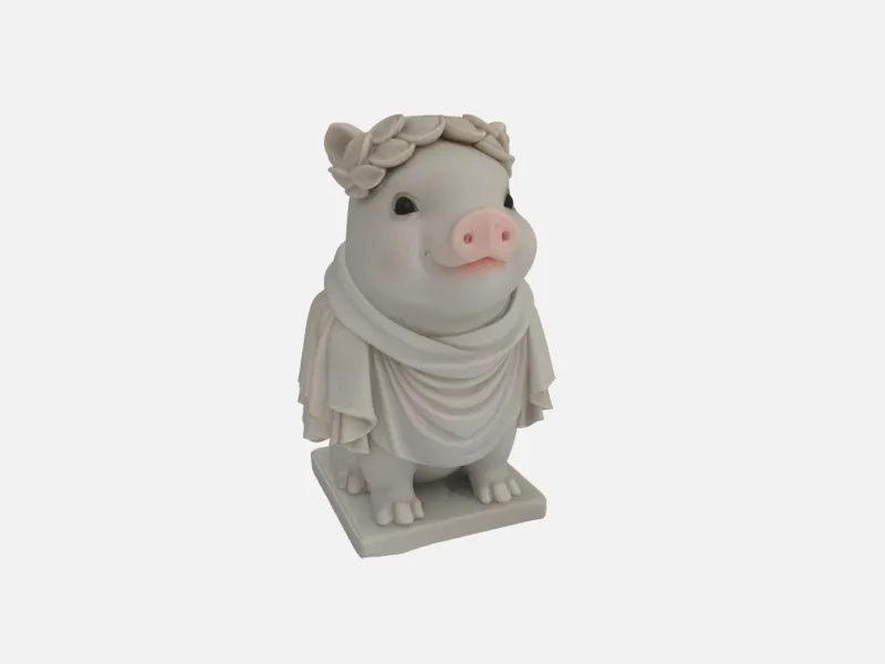 Pig Maximus – Funny Roman Pig Statue – Cute Caesar Pig – Eas