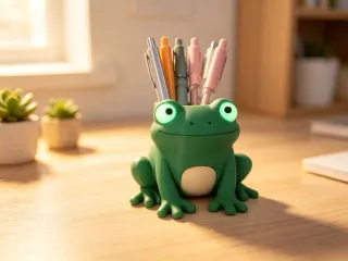 搞怪动眼蛙收纳笔筒-Funny Movable‑Eye Frog Storage Pen Holder